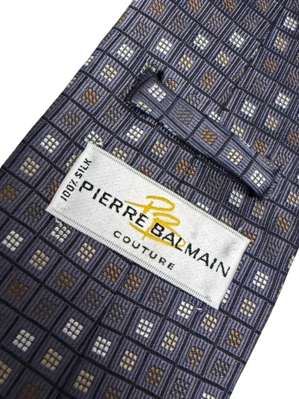 VINTAGE 90S PIERRE BALMAIN 100% Silk Tie Luxury Designer Business Casual Necktie